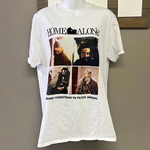 Home Alone Women’s Merry Christmas Ya Filthy Animal White T-Shirt- Large